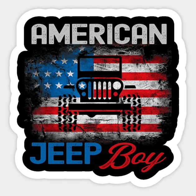 American Jeep Boy USA Flag Jeep Sticker by Oska Like